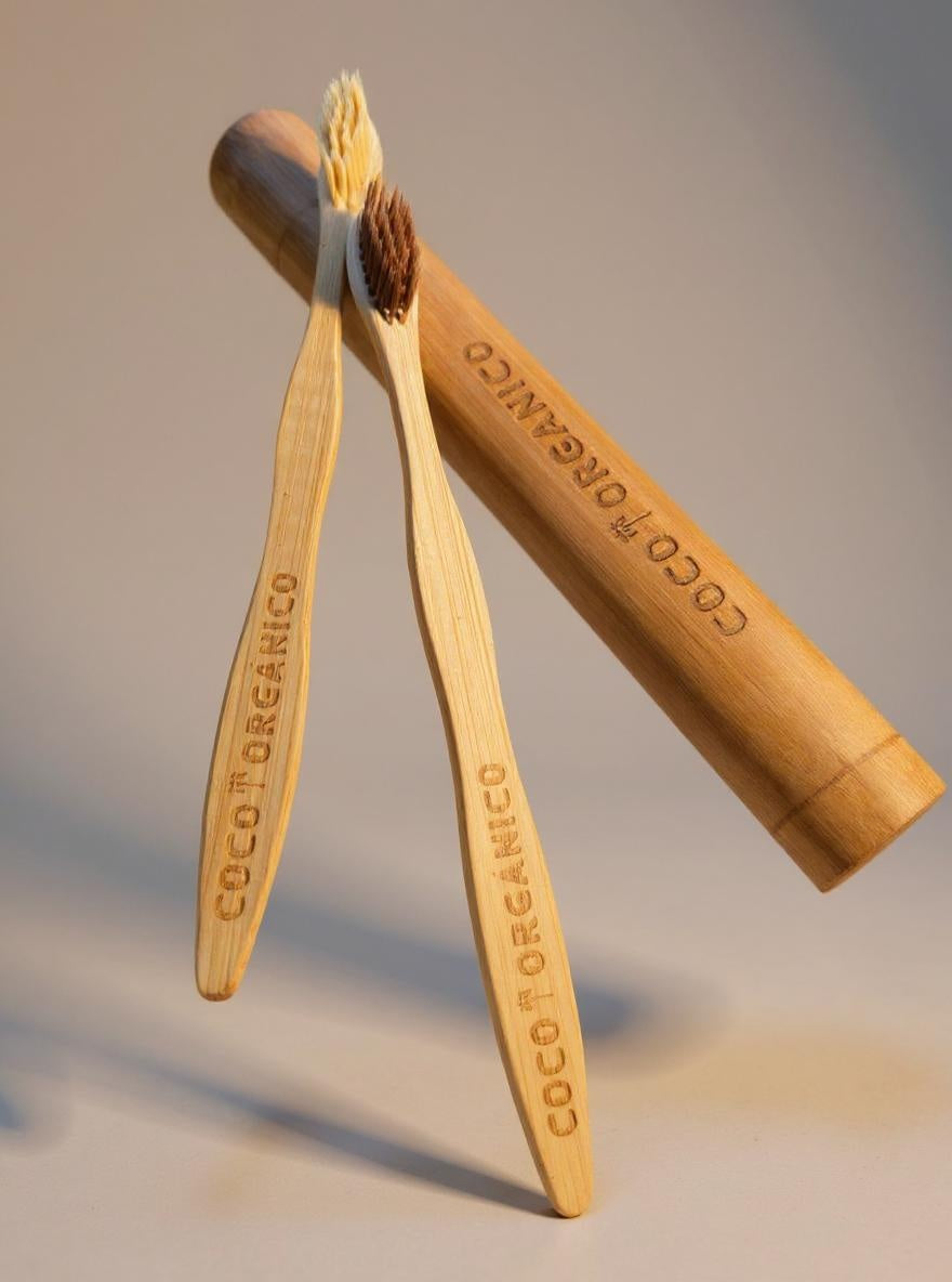 Travel Toothbrush Set – Bamboo Tube + 2 Eco Brushes