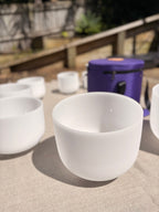 crystal singing bowl set with quartz bowls in different sizes for sound healing