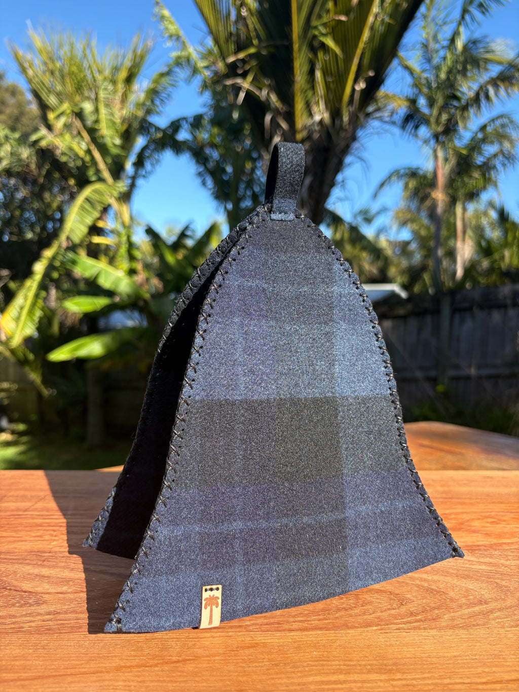 Sauna Hat - 100% New Zealand Wool – Navy Blue Plaid