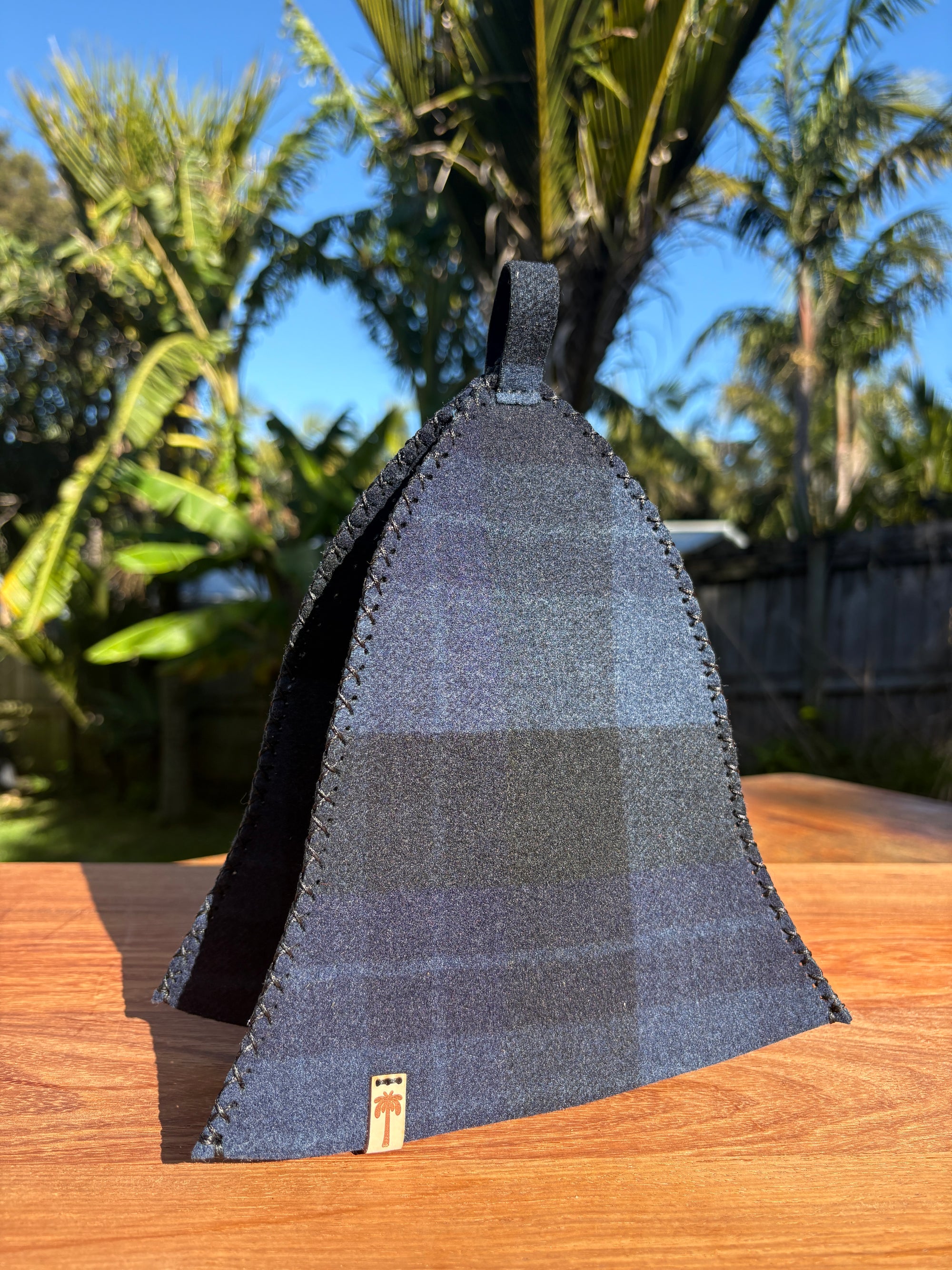 Sauna Hat - 100% New Zealand Wool – Navy Blue Plaid