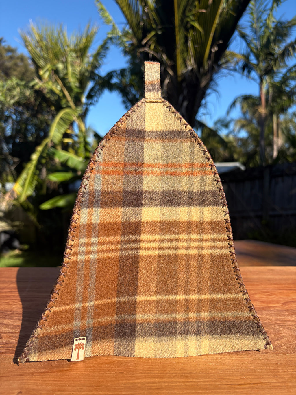 Sauna Hat -100% New Zealand Premium Wool - Brown Plaid