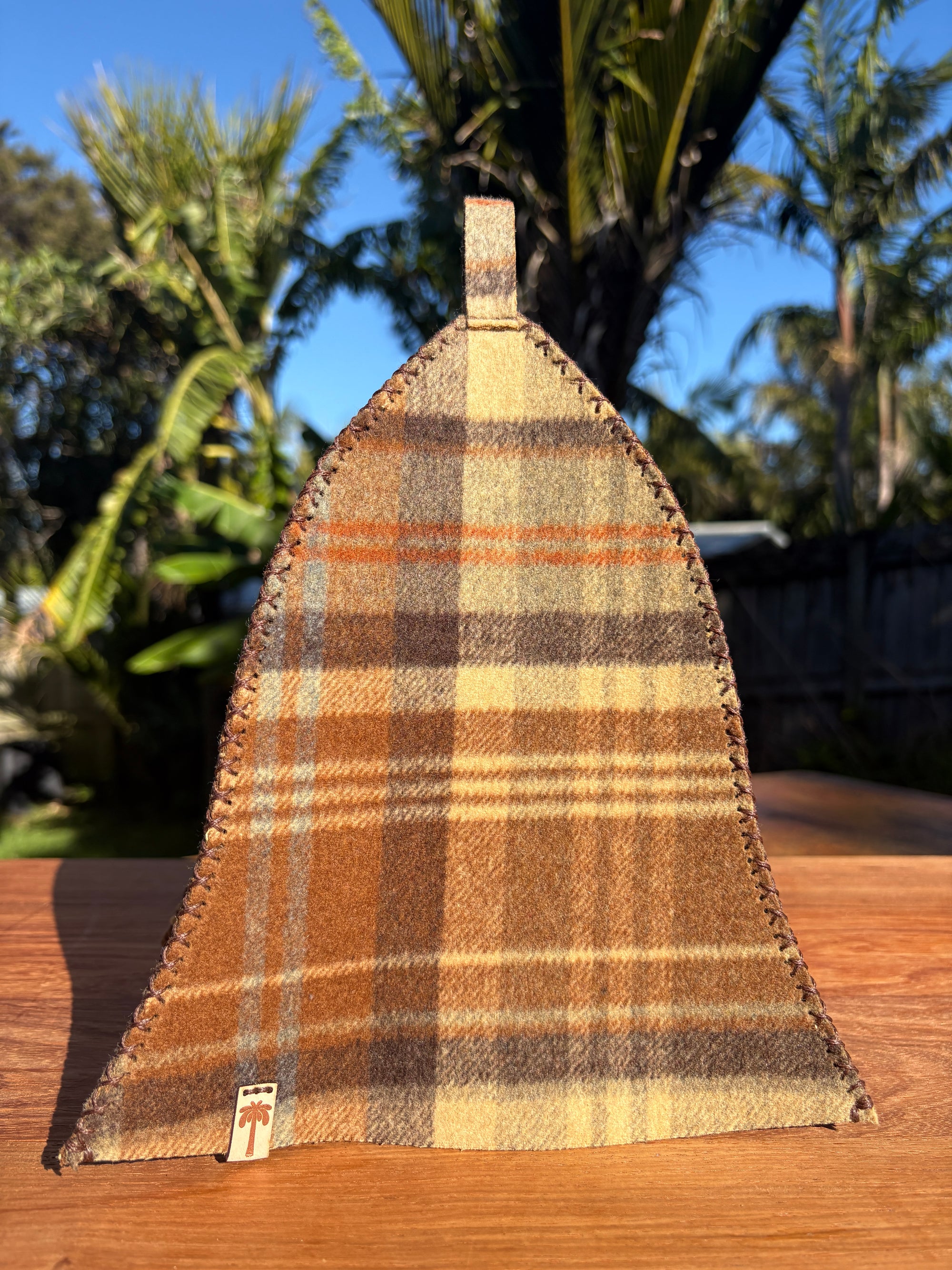 Sauna Hat -100% New Zealand Premium Wool - Brown Plaid