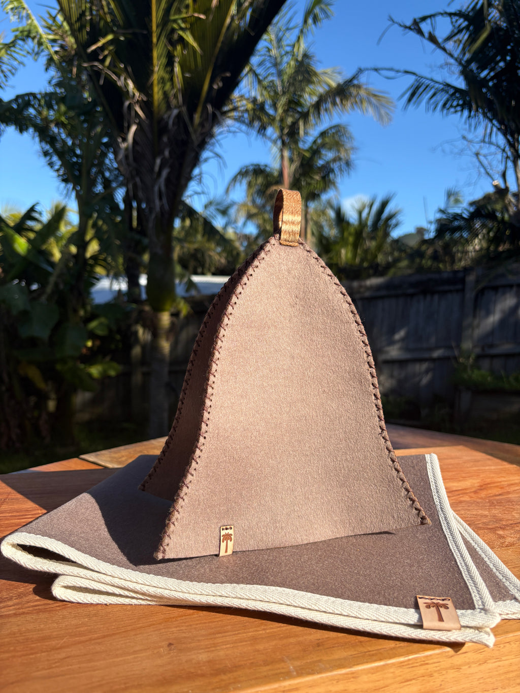 Sauna Hat & Mat - 100% New Zealand Premium Wool - Coco
