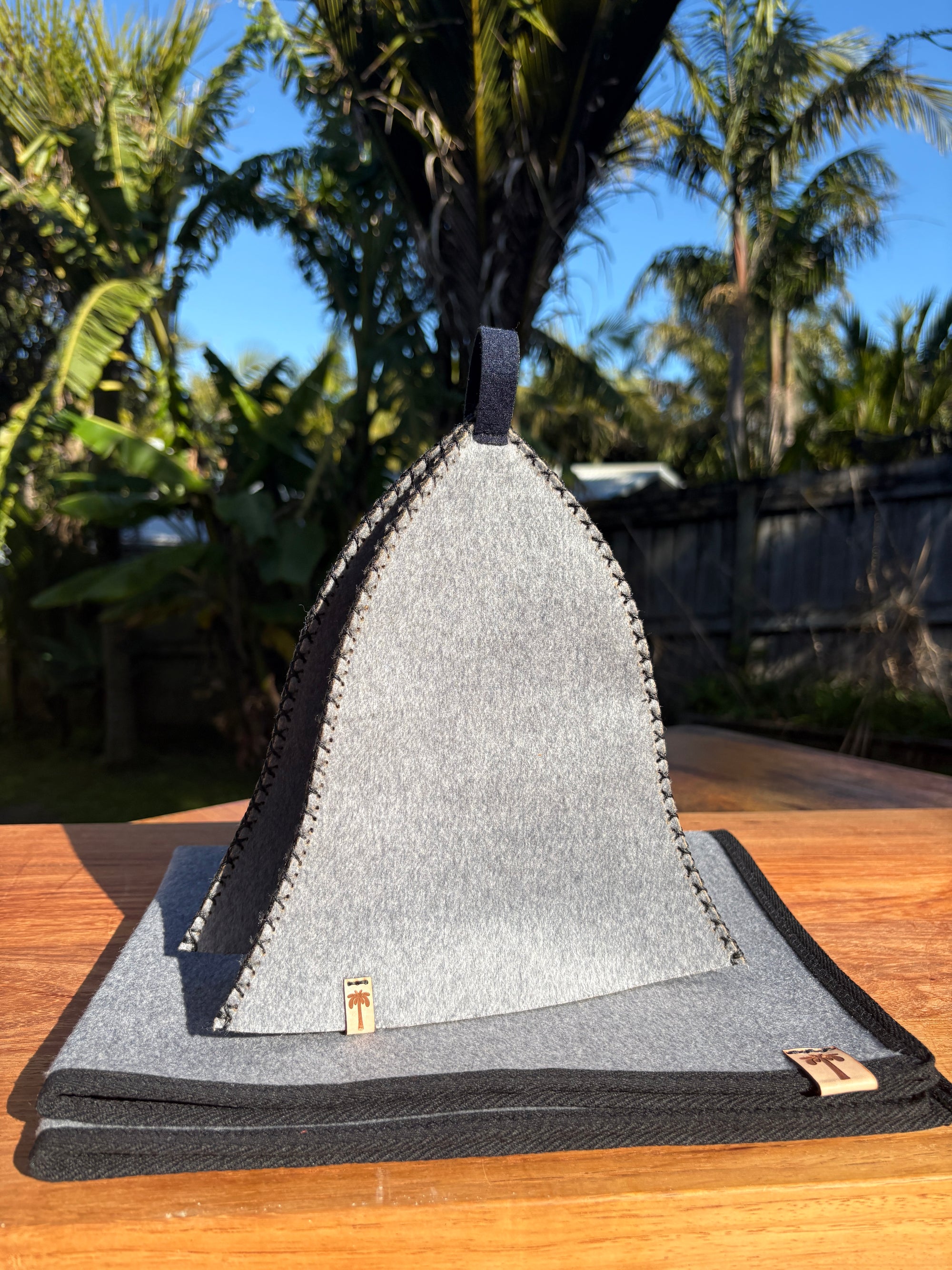 Sauna Hat & Mat - 100% New Zealand Premium Wool - Gris