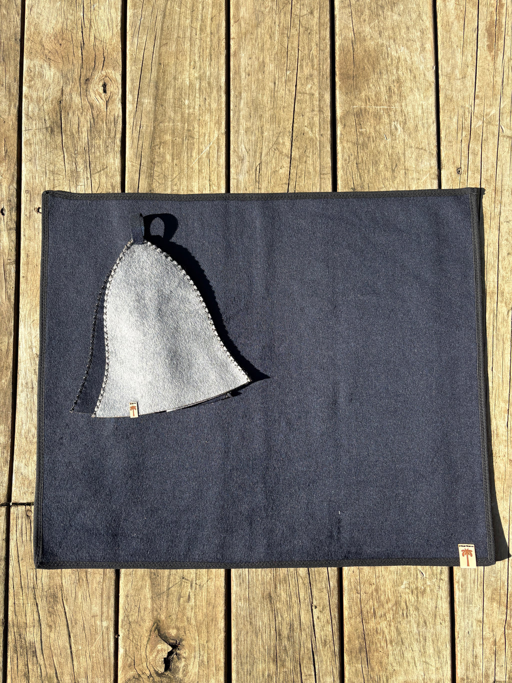 Sauna Hat & Mat - 100% New Zealand Premium Wool - Azul & Gris