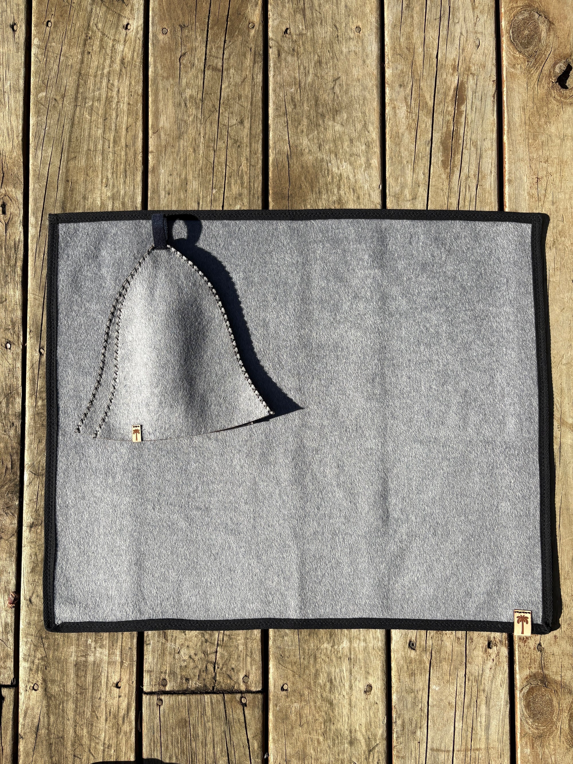 Sauna Hat & Mat - 100% New Zealand Premium Wool - Gris