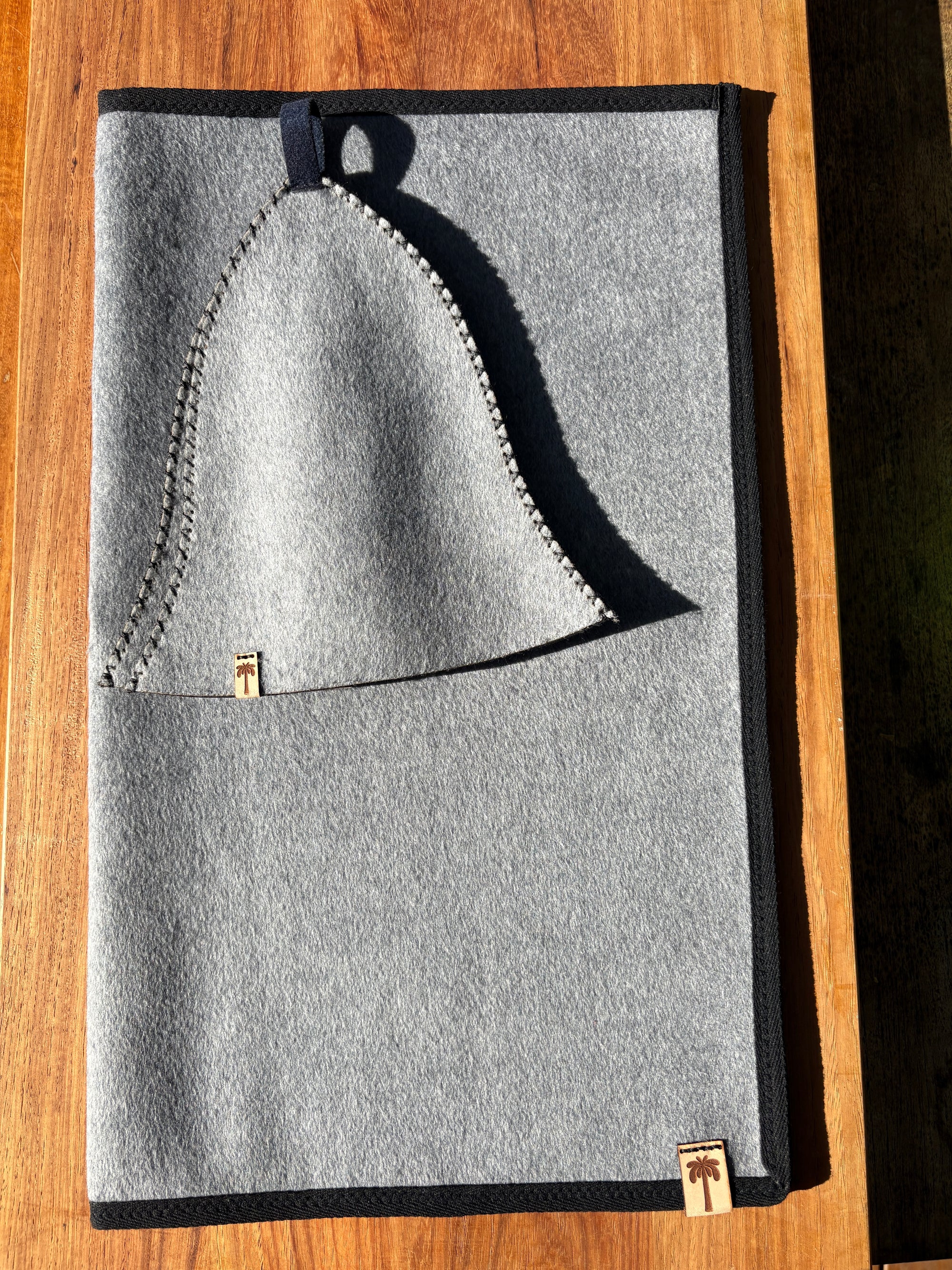 Sauna Hat & Mat - 100% New Zealand Premium Wool - Gris