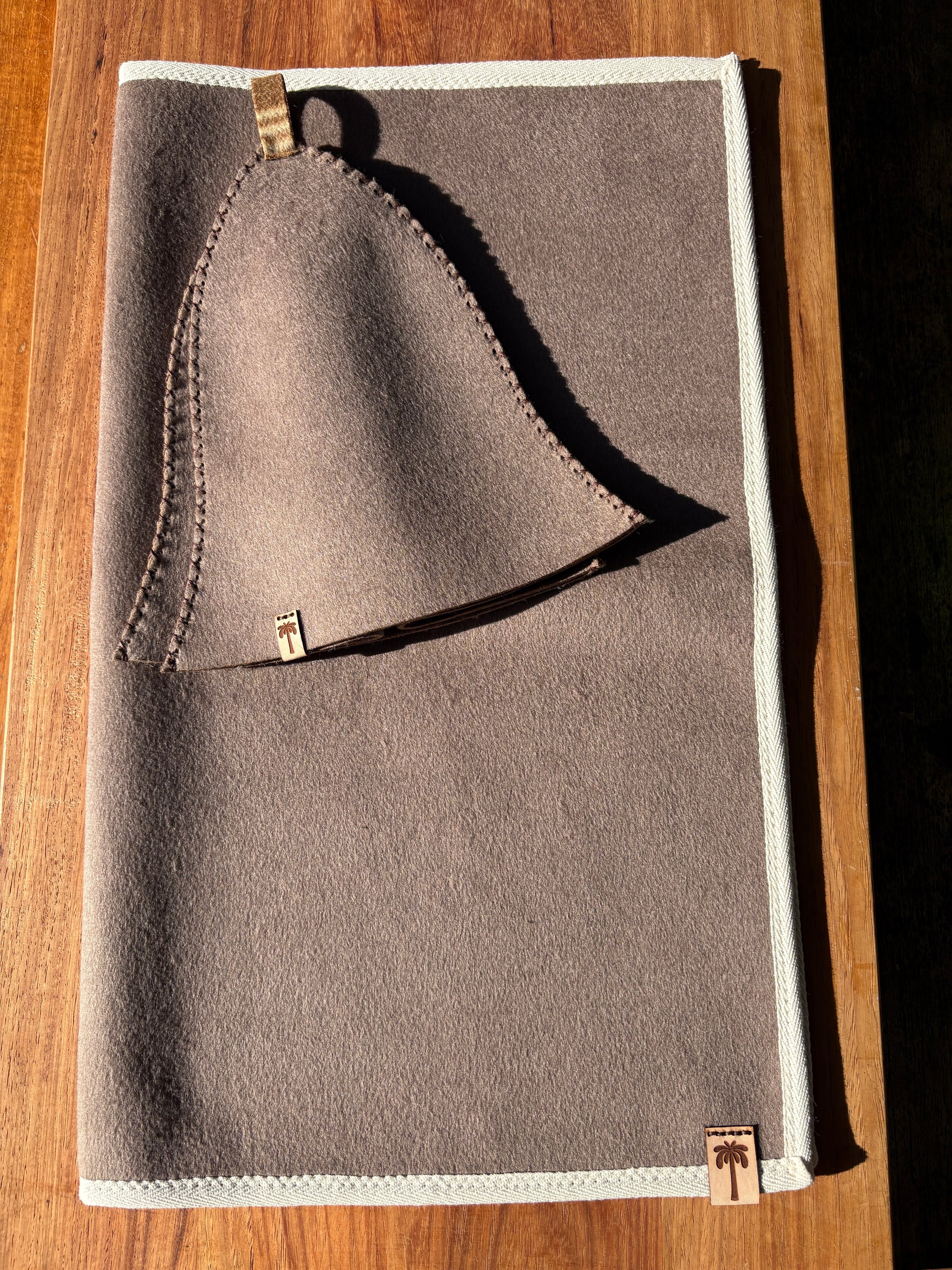 Sauna Hat & Mat - 100% New Zealand Premium Wool - Coco