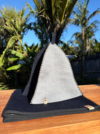 Sauna Hat & Mat - 100% New Zealand Premium Wool - Azul & Gris