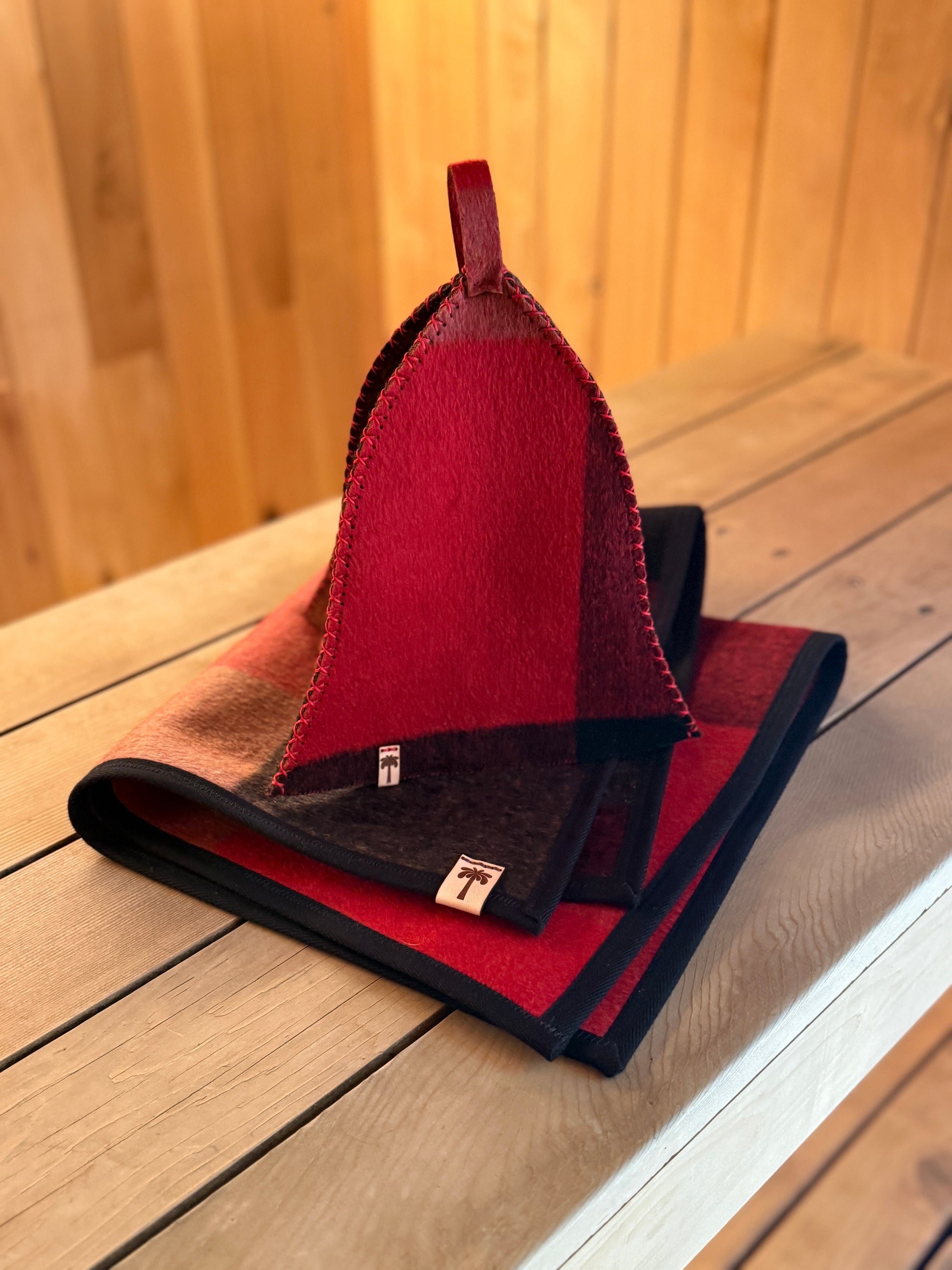 Sauna Mat – Premium NZ Wool - Red Plaid