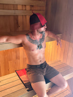 sauna mat nz wool in use during sauna session