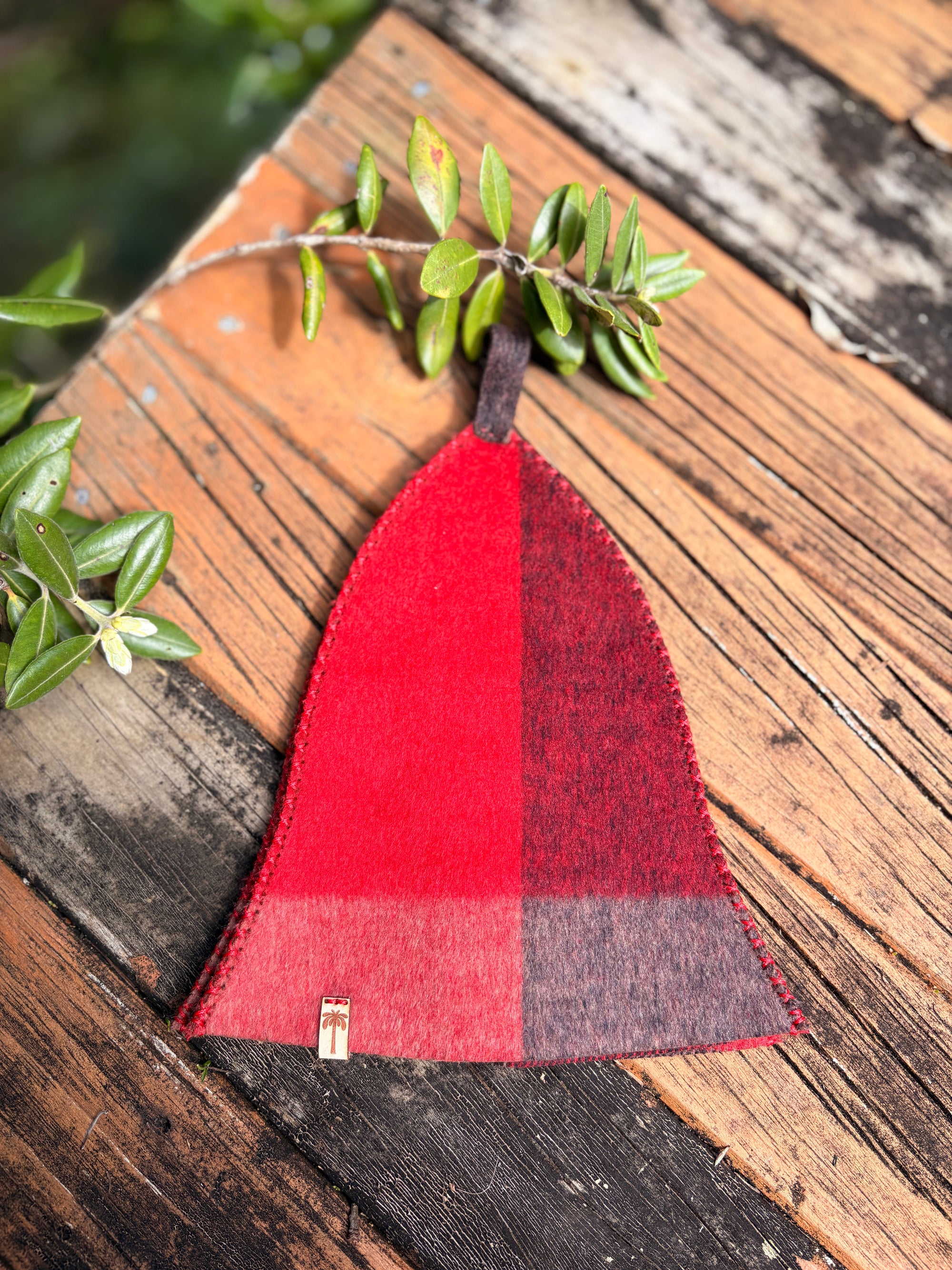 Sauna Hat NZ Premium-Wool Handmade– Red Checkered