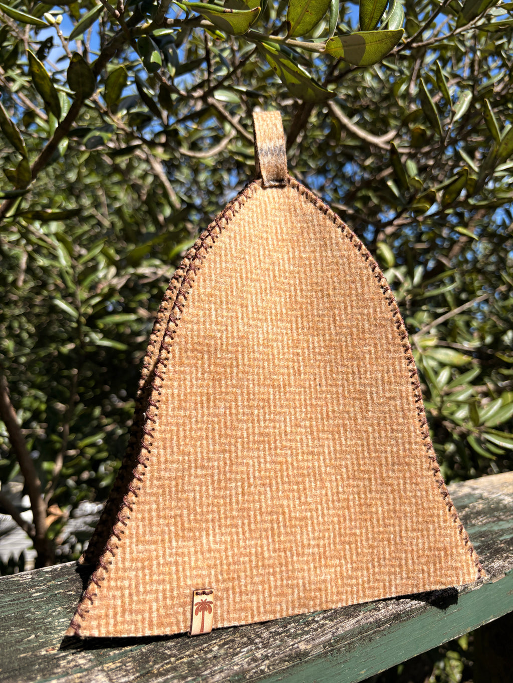 Sauna Hat NZ – Premium Wool - Beige Herringbone