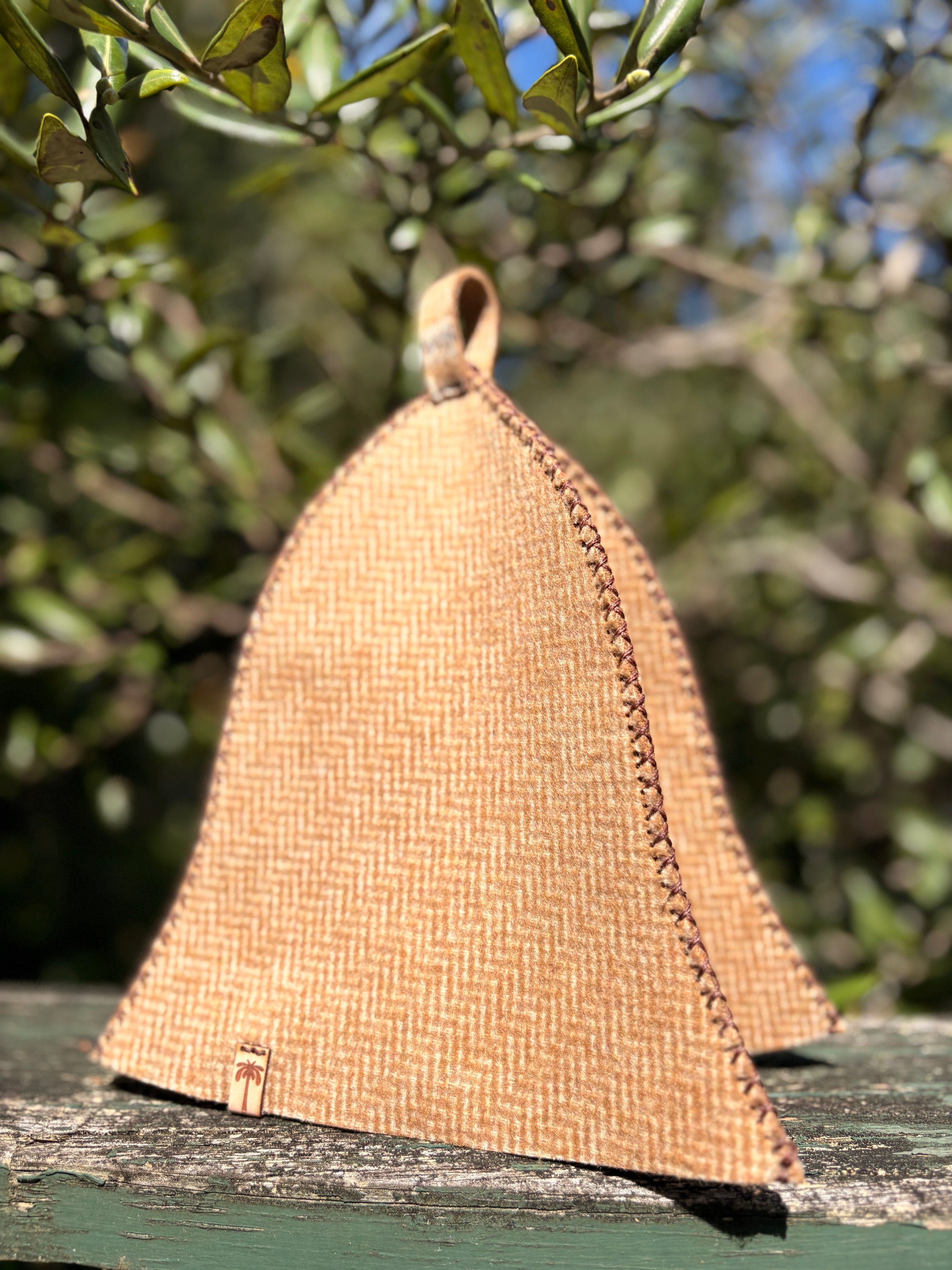 Sauna Hat NZ Premium-Wool Handmade – Beige Herringbone