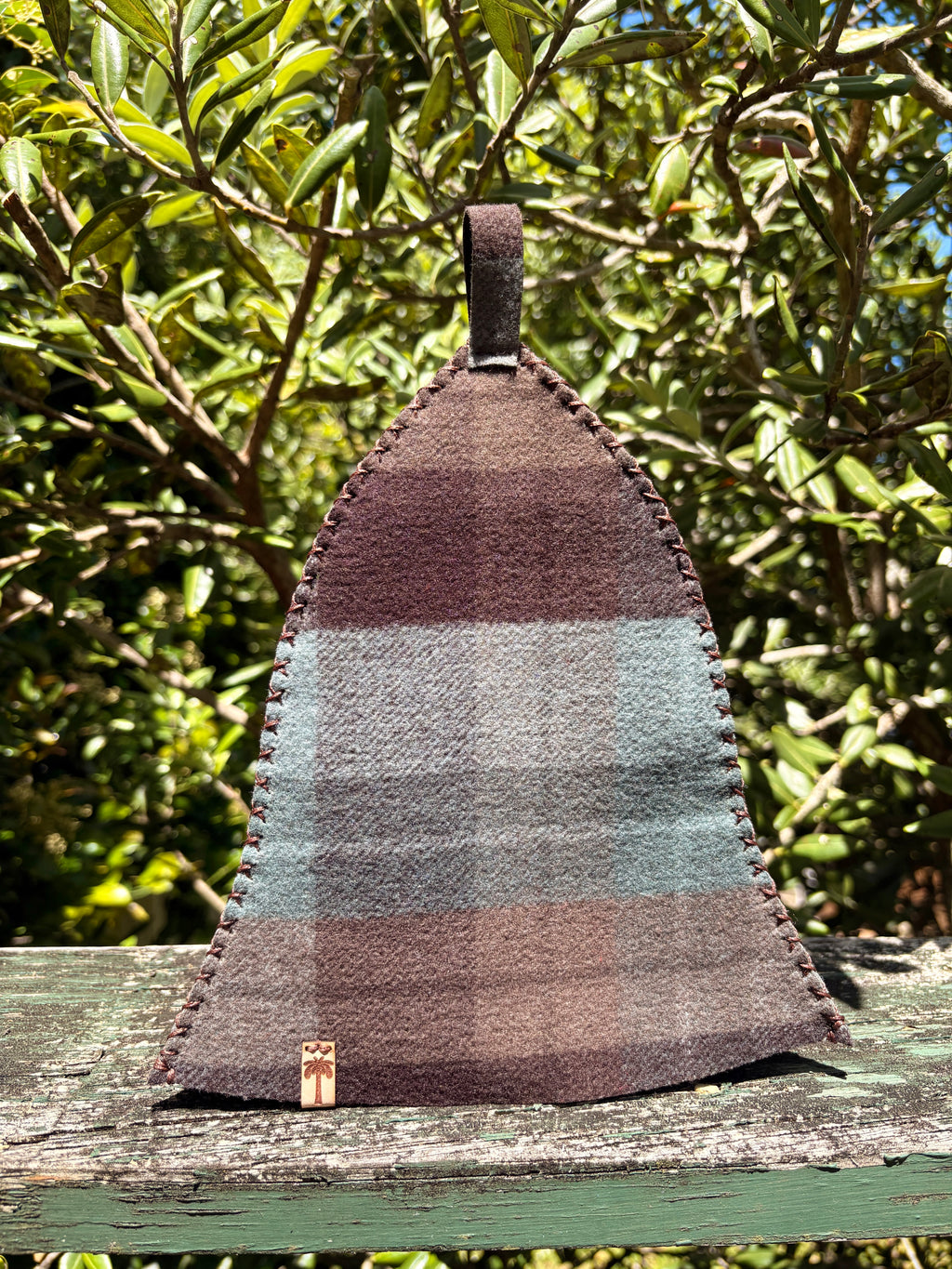 Sauna Hat NZ Wool – Brown & Blue Plaid
