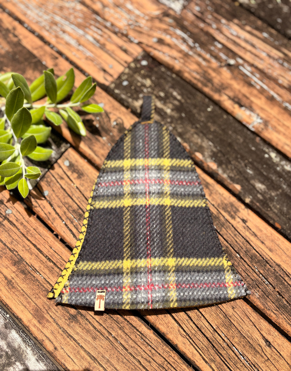 black and yellow plaid wool sauna hat nz