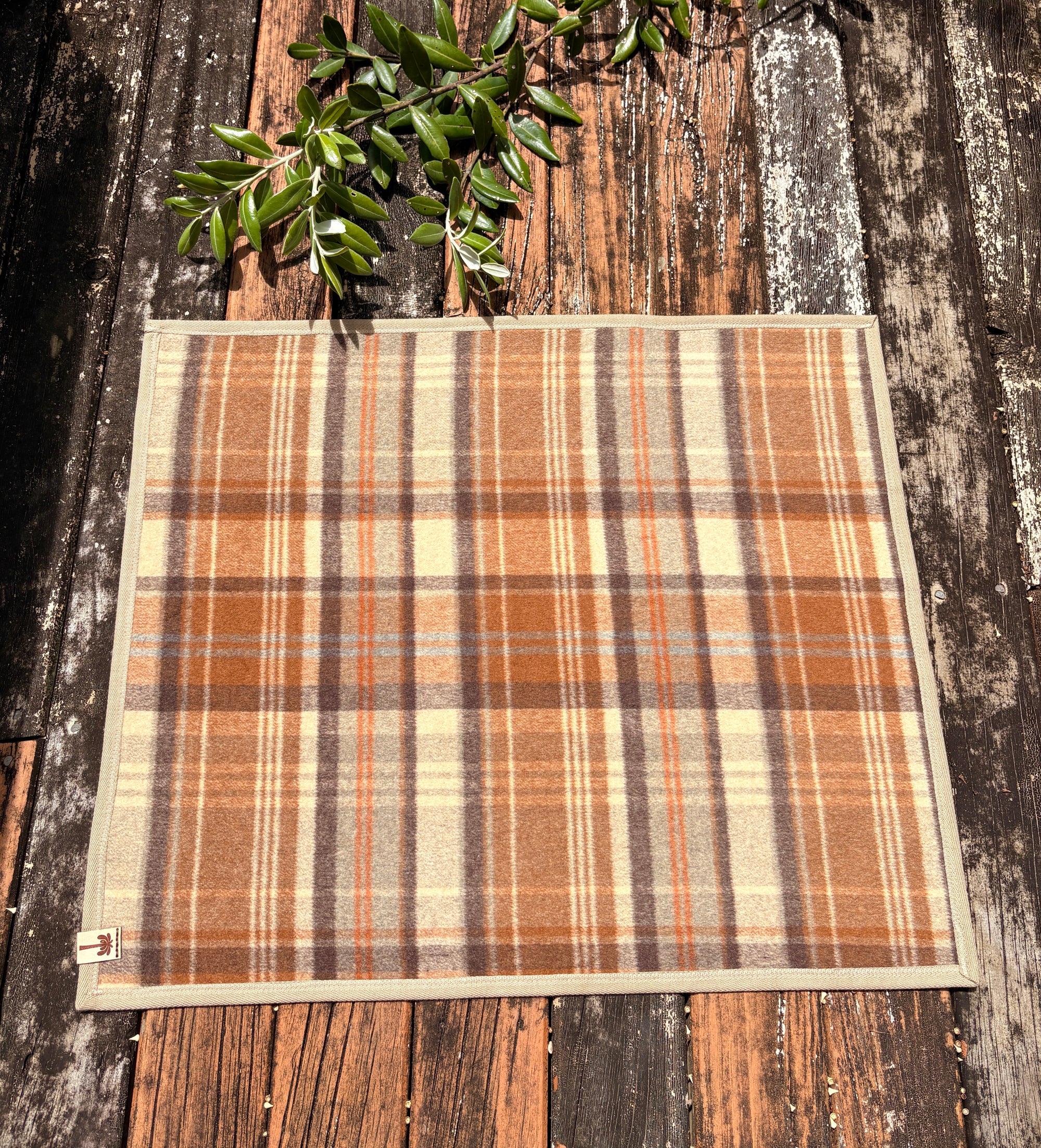 Sauna Mat – Premium NZ Wool - Brown Plaid