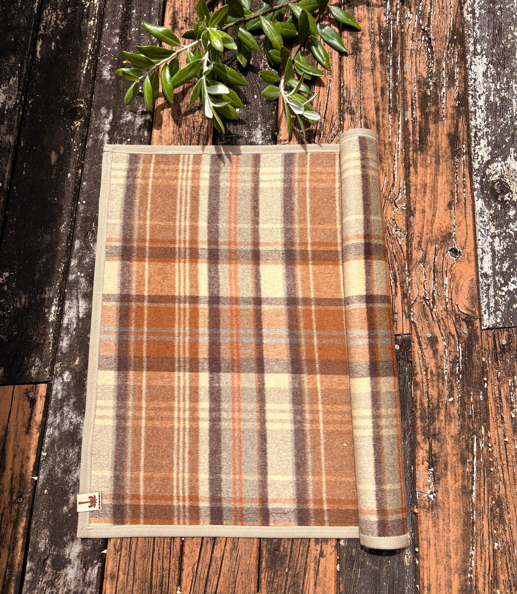 Sauna Mat – Premium NZ Wool - Brown Plaid