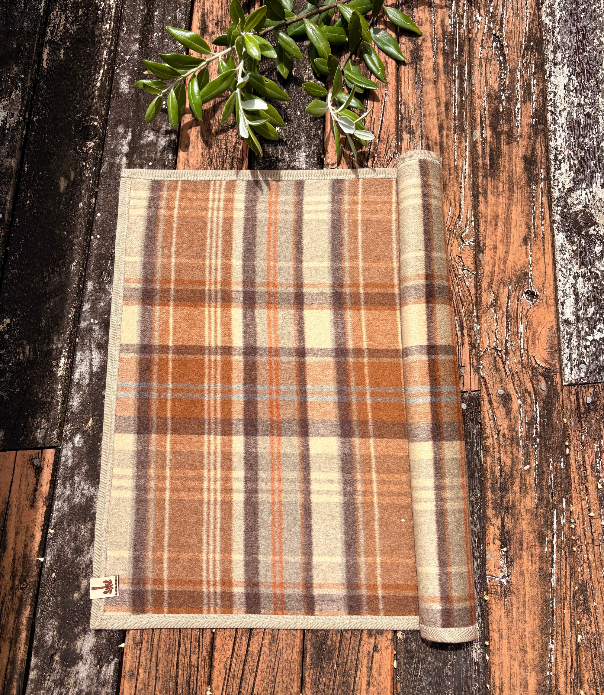 Sauna Mat – Premium NZ Wool - Brown Plaid